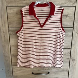 Croft & Barrow - Collar - Striped Sleeveless Golf Shirt - Polo Top - XL